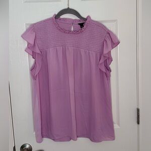 Ann Taylor Lilac Ruffle Sleeve Blouse | Size L